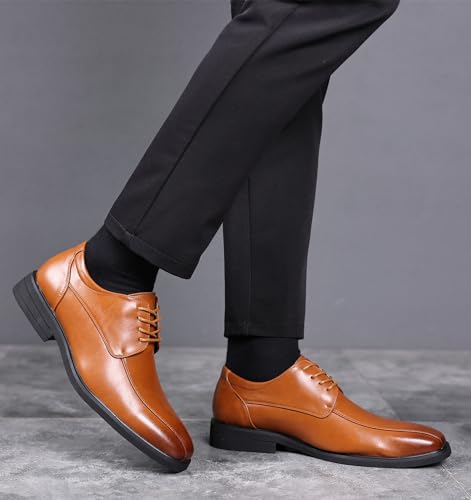 DADAWEN Men's Square Toe Business Dress Shoes Classic Lace Up Formal Oxford Shoes3