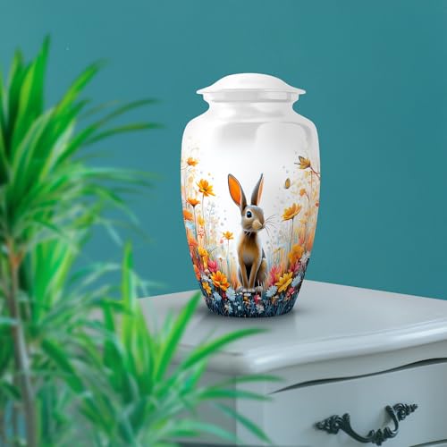 Image of Rabbit Urn - Keepsake for Ashes - Combo 2 - Large with 3 Inch Pack of 2 - Burial Memorial Urns - Human Remains Urn - Decorative Keepsake Urns Ash