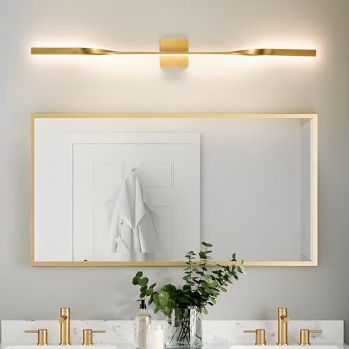 AIRYPHANT 48in Gold LED Vanity Light Harwired Wall Sconce, Long