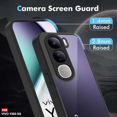 Image of AESTMO Vivo Y300 5G Back Cover | 360 Protection | Crystal Clear Hard Back Transparent | Bumper Case for Vivo Y300 5G (PC+TPU, Black Bumper)