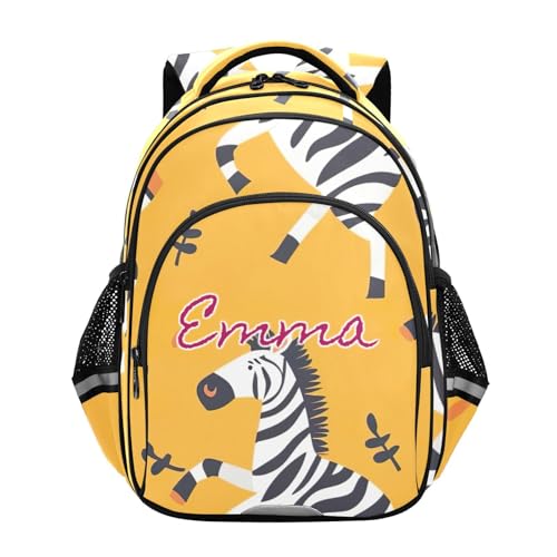 Sac à dos robuste pour enfants zèbre jaune imperméable et grand format 17"