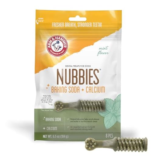 Arm & Hammer For Pets Brushies Dental Treats for Dogs | Dog Dental Chews with Baking Soda Fight Bad Breath, Plaque & Tartar without Brushing | Mint Flavor, 8 Pcs