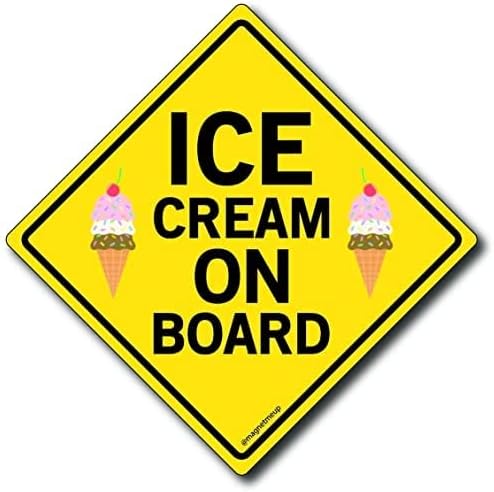 Magnet Me Up Ice Cream On Board Car Magnet Decal, 5x5 Inches, Heavy Duty Automotive Magnet for Car Truck SUV