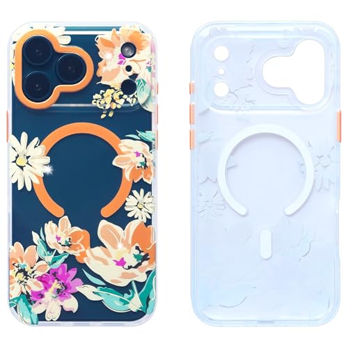 Coque iPhone 17 Pro MagSafe transparente fine et jolie coque fleurie