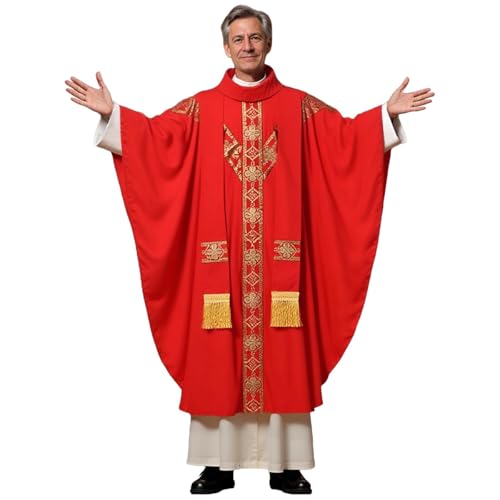 BPURB Katholische Priester Chasuble Messgewand Kirche Zelebrant Vater Messe Gewand Robe mit Stola