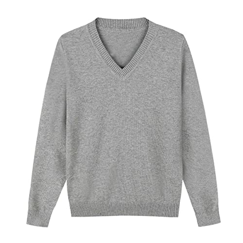 Pull col en V garçons tricot coton manches longues style uniforme