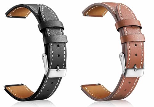 ADAMO Genuine Leather SmartStrap for Men and Women with Multiple Colors and Sizes 20mm and 22mm (Color and Size Options Below)