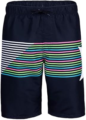 Hurley Boys Pull‑On Swim Trunks Board Shorts – Black/Slash, Large (US)