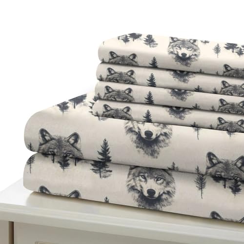 Housse de Couette Loup 140x200 Parure Lit Microfibre Imprimée 3D