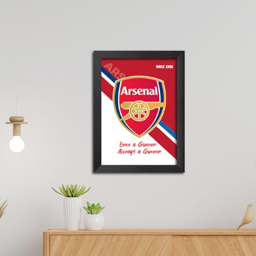 Image of TenorArts Arsenal Football Club Poster Logo Tagline Laminated Photo Frame Painting with Matt Finish Black Textures(12 inches x 9inches)