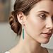 THJEW Natural Real Genuine Column Vertical Bar Turquoise Stone Earrings,Simple Dainty Long Single Gemstone Quartz Crystal Stone Western Statement Dangle Drop Earrings for Women (Earrings_A)