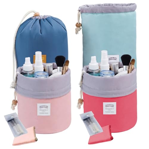 Trousse de maquillage à cordon avec poches filet et zip intérieur