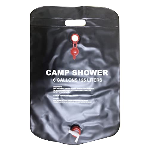 PROTOOL Ctwezoikmt Bolsa de ducha de campamento de 25 l con energía solar, portátil, plegable, bolsa de baño al aire libre, viajes, senderismo, escalada, bolsa de agua de PVC, color negro