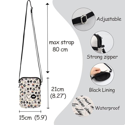MNIGIU Anime Lover Gift Kawaii Soot Crossbody Bag Sprite Anime Gift Peace Love Soot Adjustable Shoulder Bag2