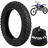 yeesport 80/100-12 Dirt Bike Tire and Tube Set, 3.00-12 Dirt Bike Tire Replacement with Airtight Valve, 80/100-12 Street Tire for Pit Bike Motocross Off-Road Motorcycle and E-Scooter