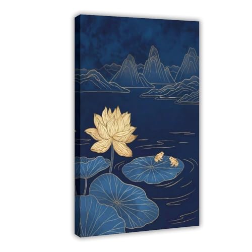 Impression sur toile décoration murale salon motif lotus asiatique