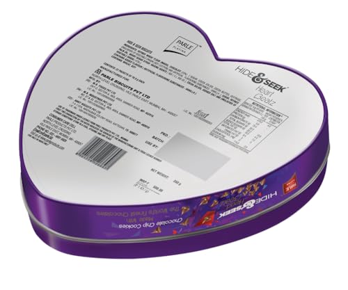 Image of Parle Hide & Seek Heart Beatz Chocolate Chip Cookies, Heart-Shaped Tin, 350g / 363g (weight may vary)