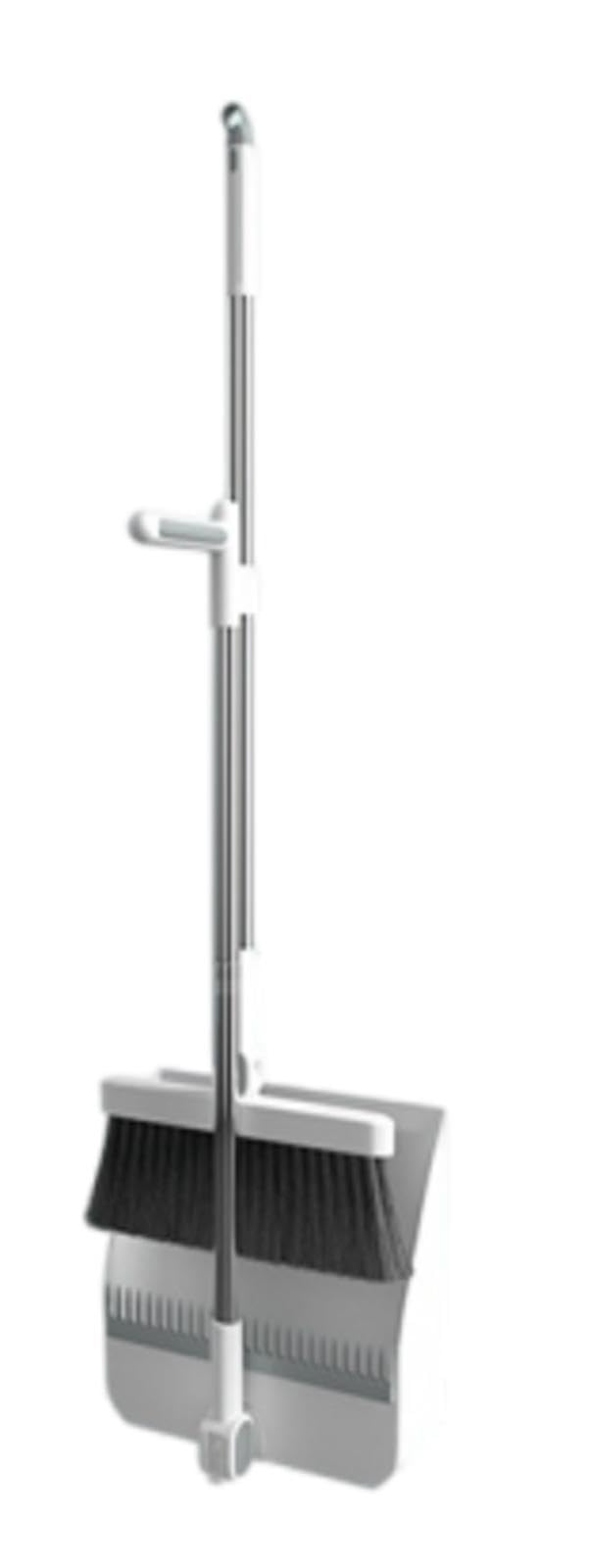 NIBHZ Juego Combinado de Escoba con Recogedor, Juego de Escoba y Recogedor 2 en 1 con Mango Largo, Escoba Vertical Giratoria de 180° con Cepillo y Luz,White