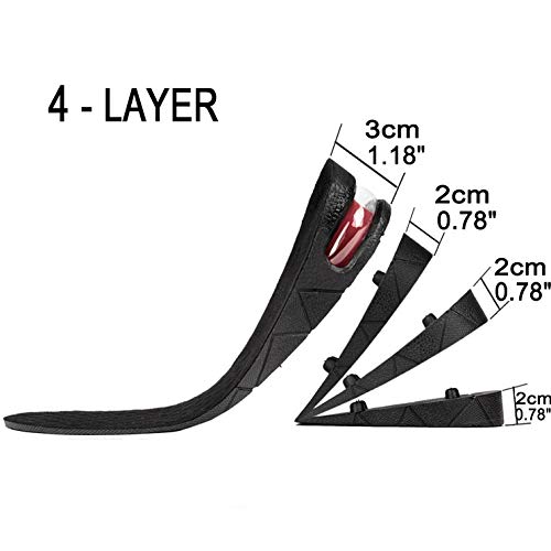 Height Increase Insole, 4-Layer Orthotic Heel Shoe Lift Kit With Air Cushion Elevator Shoe Insole Lifts Kits Inserts For Men & Women Taller Insoles 1.2" To 3.5” Variable Height #TOP3