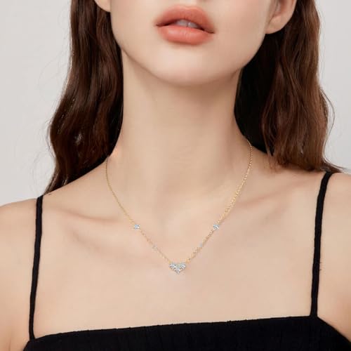 Moissanite Necklace for Women, 925 Sterling Silver Station Choker Necklaces D Color Ideal Cut Moissanite Dainty Simple Jewelry, GRA Certified, Gifts for Wife Mom4