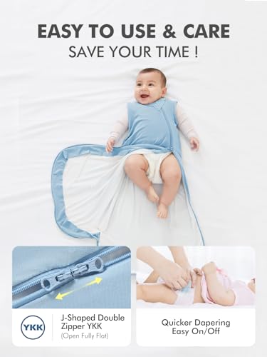 Image of HAPIU Unisex Rayon Made from Bamboo Baby Sleep Sack TOG 0.5, 2-Way Premium Zipper, Wearable Blanket