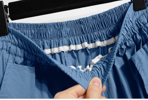 ebossy Women's Vintage Denim Drawstring Elastic Waist Utility Jean Long Cargo Skirts with Multi-Pockets3