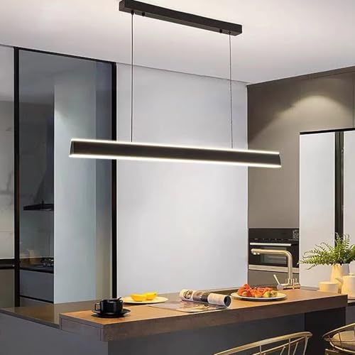 Suspension LED moderne dimmable : plafonnier design linéaire noir pour salon