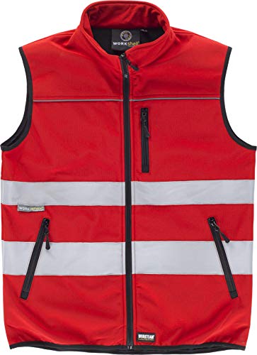 Chaleco Workshell de alta visibilidad rojo talla M con cintas reflectantes Work Team