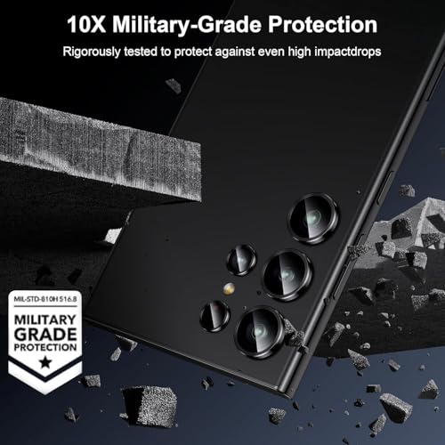 Image of WSKEN for Samsung Galaxy Ultra Camera Lens Protector, Ultra Thin Scratch Resistant 9H Tempered Glass with Aluminum Metal Circle Camera Screen Protector Cover Accessories (Black, S24 Ultra)