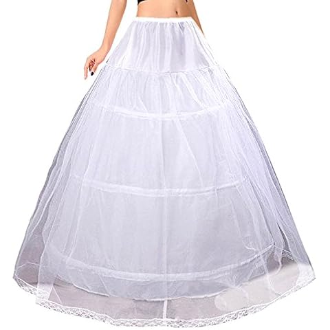 Wedding Petticoat Underskirt Crinoline Bridal Petticoat Wedding 3 Hoop 1 Layer Wedding Crinoline Hoop Shaping Half Slips a line Petticoat for Wedding Dress Prom Dress White (3hoop1layer) Cover