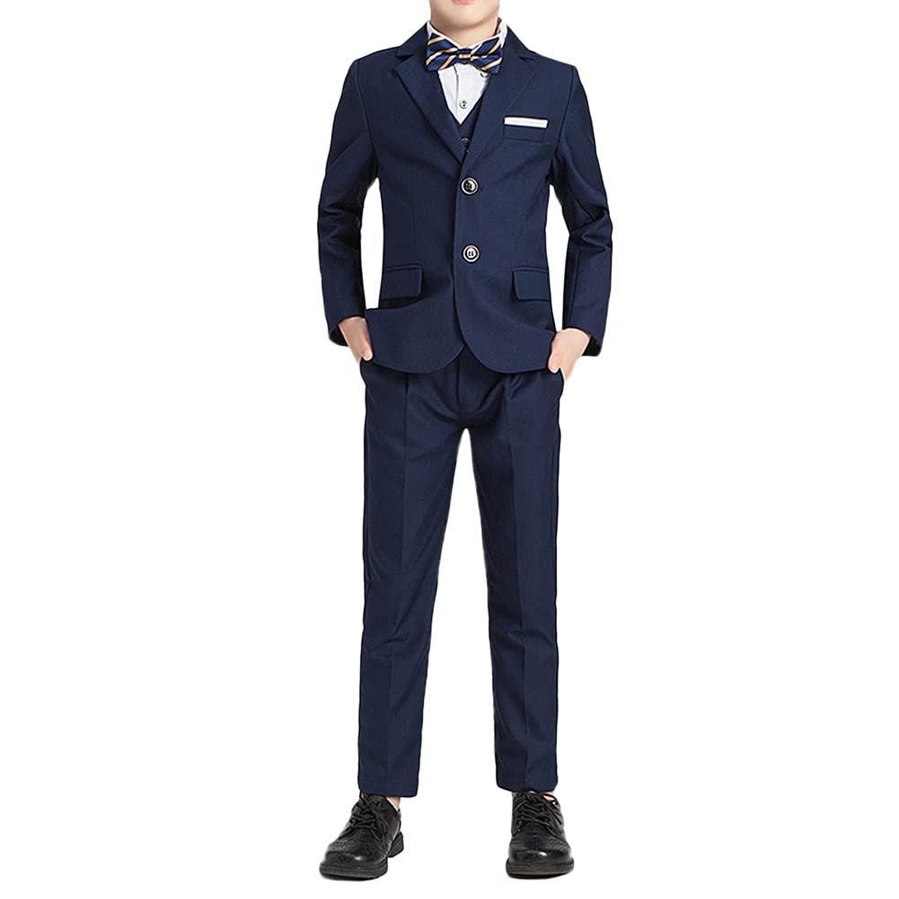HONGBI Conjunto de Esmoquin Ajustado para Bebés Niños,Traje Formal de Boda,Traje de Ceremonia,Conjunto de Trajes de Chaleco Chaqueta para Bautizo Comunión 2-12 Años Chicos Graduación Trajes
