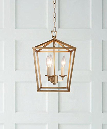 Decomust Openwork Lantern Pendant Stairway Entry Kitchen Hall Foyer Fixture Chandelier (Gold) #TOP11