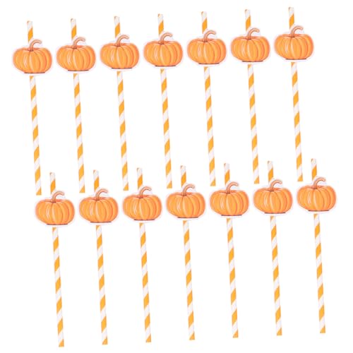 40 pitillos de papel con patrón de calabaza naranja para Halloween miniatura 1