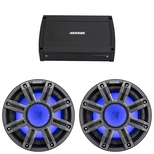Kicker (2) 51MWE104 - MWE 10-Inch Premium Marine Subwoofer (Enclosure) 4-ohm & 48KXMA12002 Marine Amp Bundle