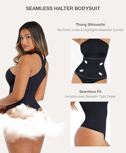 Lover-Beauty Women Shapewear Tummy Control Bodysuit Halter Bodysuit Thong3
