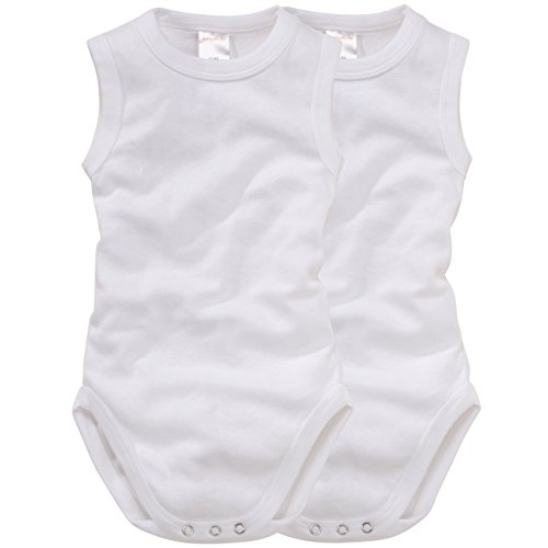 WELLYOU Body sin Mangas para bebés/niños y niñas, Hecho 100% se algodón. Conjunto de 2 Color Blanco. Tallas 50-134 (92-98) Cover