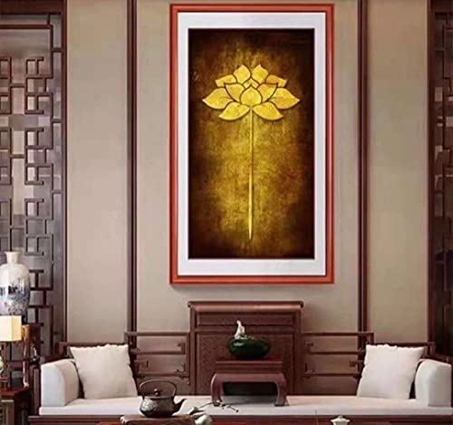 Peinture diamant 5D fleurs dorées kit complet broderie grand format 50x100cm