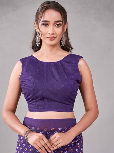 Image of Satrani Women's Chanderi Printed Saree with Unstitched Blouse Piece