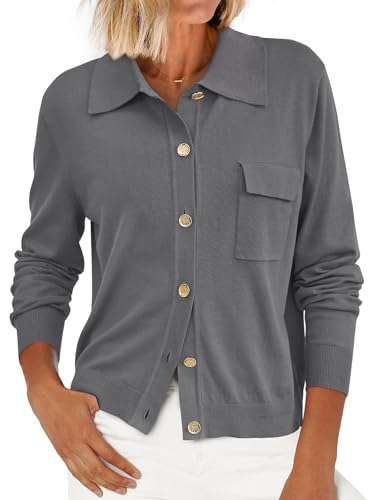 PRETTYGARDEN Women's 2026 Spring Long Sleeve Knitted Button Down Shirts