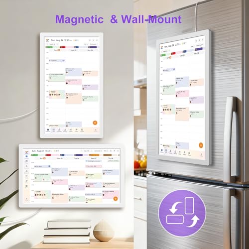 JSUSOU 24 Inch Magnetic Digital Smart Calendar for Refrigerator - Free APP & Touch Screen Chore Chart, Family Schedule Organizer & Interactive Electronic Calendar, Fridge/Wall Mountable, White by JSUSOU - Image 6