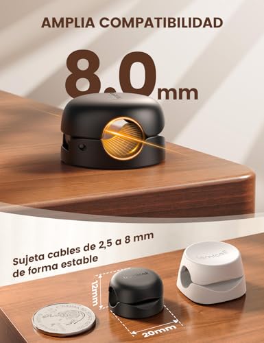 Miniatura 4 de Lamicall 6 Piezas Clip De Cable De Resorte - Super Mini Ahorro Espacio Organizador Cable Autoadhesivo Sin Residuos, Clip Cable Para Hdmi, Usb, Pc, Tv, Hogar, Cocinas, Oficina, 8mm - Negro