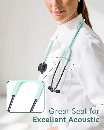 FriCARE Lightweight Stethoscope for Nurses, Stethoscopes Dual Head with Accessories Name Tag Eartips, Heartbeat Monitoring Medical Use, Latex-Free Tubing Mint Green - Thumbnail 7
