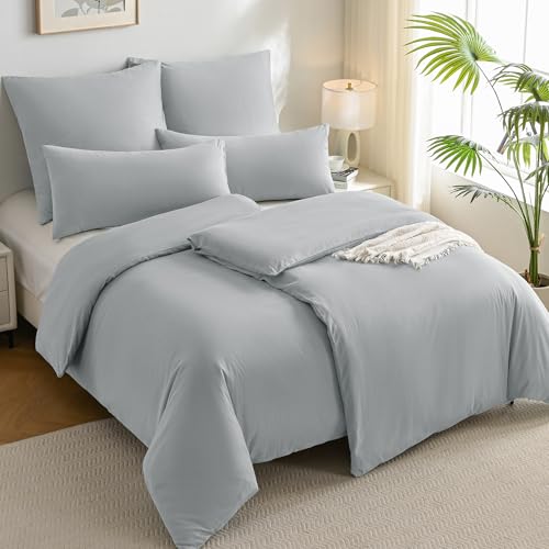 JELLYMONI Bettwäsche 135x200 Baumwolle 4-Teilig Bettwäsche-Sets Hellgrau...