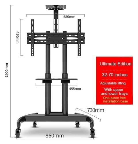 Soporte móvil para TV con ruedas, base universal miniatura 2