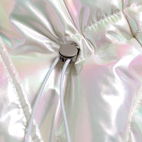 Women's Winter Metallic Long Down Jacket Fashion Shiny Colorful Soft Warm Hooded Quilted Puffer Coat Parka4