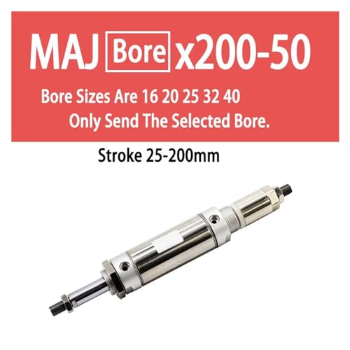 Cilindro neumático ajustable mini MAJ en acero inoxidable con diámetro de 20mm 3