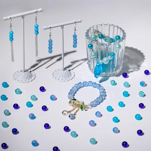Image of XSEINO About 1200PCS 6mm Glass Beads Bracelet Making Kit,24 Assorted Dreamy Blue Ocean Series Colorful Crystal Beads for Bracelet and Jewelry Making and DIY Crafts,Friendship Bracelets
