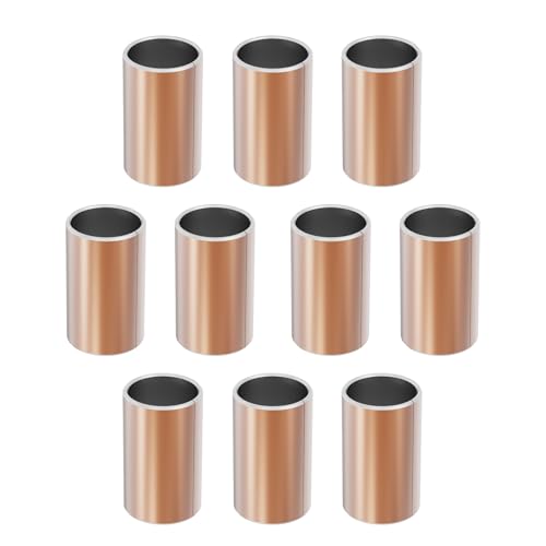 FOCMKEAS 10 Pcs Sleeve Bearings 12mm Bore x 14mm OD x 20mm Length Plain Bearings Wrapped Oilless Bushings Brass Self-Lubricating Sintered Bronze Bushings for Industrial Machinery & Sliding Parts