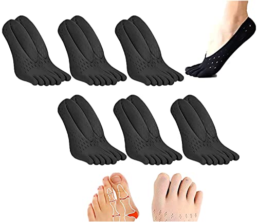 Projoint Antibunions Health Sock,Anti Bunions Health Sock, Bunion Relief Socks,Anti Slip Socks For Bunions Small,Invisible Non-Slip Five Finger Health Sock, Homingusto Sock (Black-6 Pairs) Cover