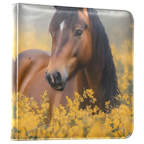 Albums photo autocollants pour photos de 10 x 15 cm, 12 x 17 cm, 5 x 7 cm, 15 x 20 cm, album photo pour famille, remise de diplôme, mariage, cheval marron, fleurs jaunes